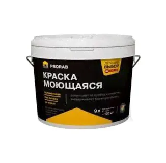 Краска моющаяся акриловая Prorab база А белая 0.9л-0